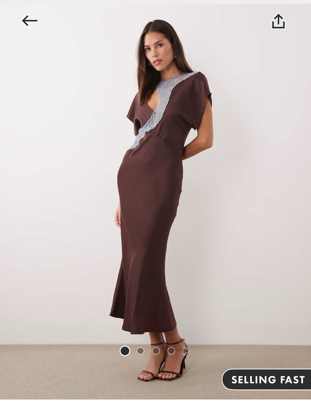 ASOS Design Satin Lace-Trim Midi Dress